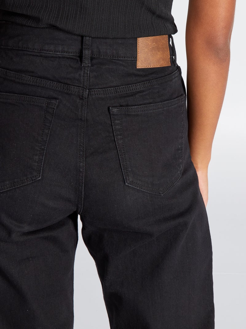 Regular-fit jeans met hoge taille 38/28L ZWART - Kiabi