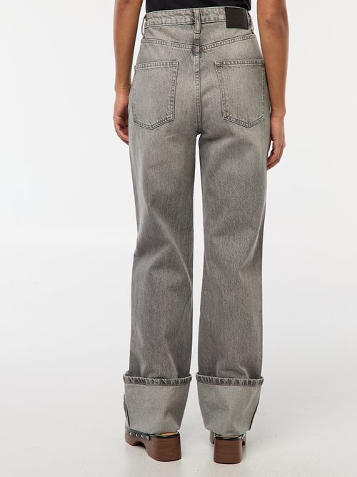 Regular-fit jeans met hoge taille en brede omslag - Kiabi