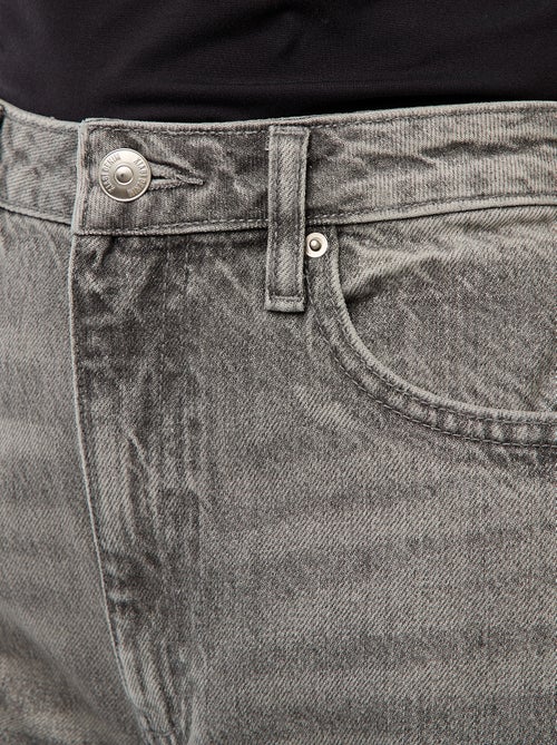 Regular-fit jeans met hoge taille en brede omslag - Kiabi