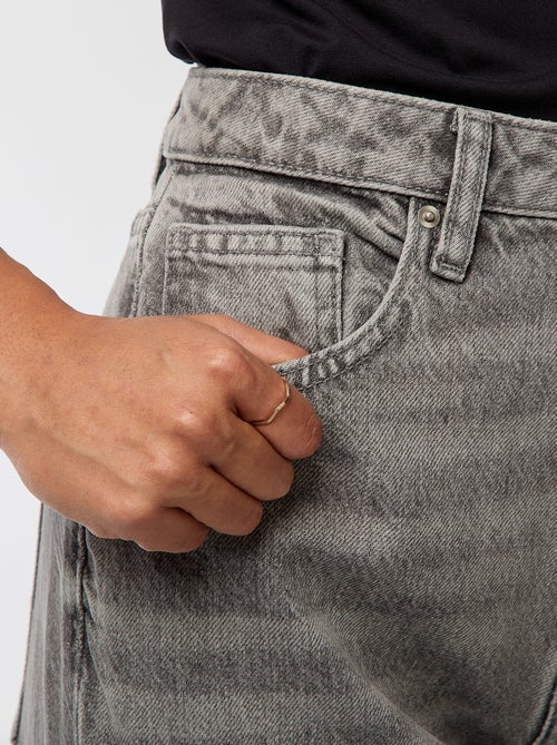 Regular-fit jeans met hoge taille en brede omslag - Kiabi