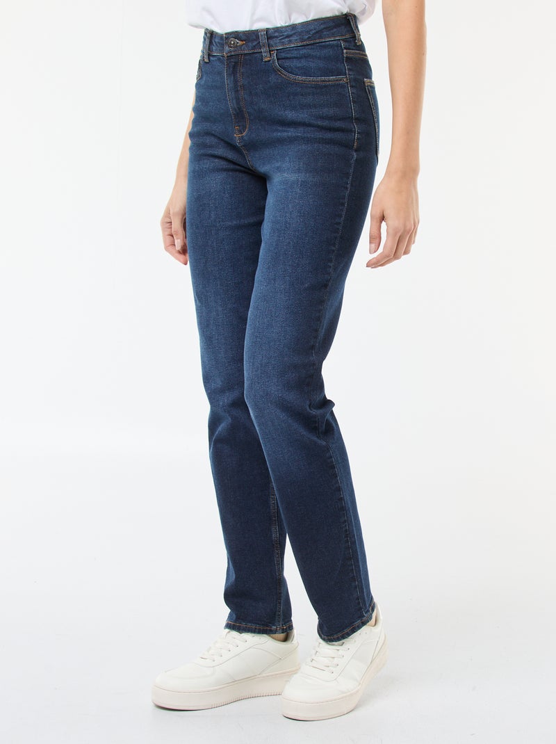 Regular-fit jeans met hoge taille L34 BLAUW - Kiabi