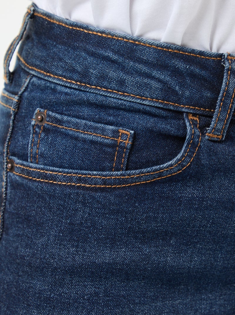 Regular-fit jeans met hoge taille L34 BLAUW - Kiabi