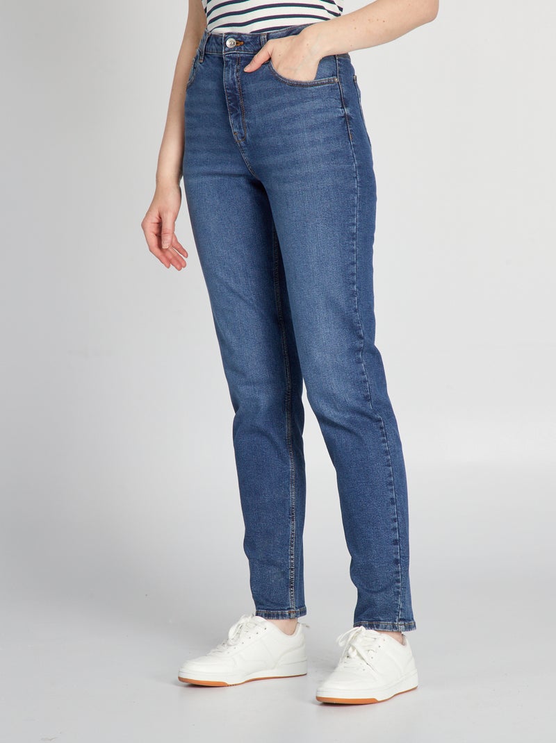 Regular-fit jeans met hoge taille L34 BLAUW - Kiabi