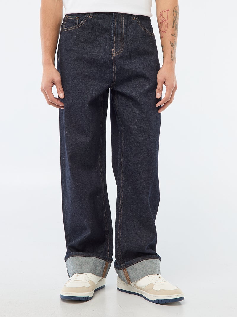 Regular fit jeans met omslag - L32 Blauw - Kiabi