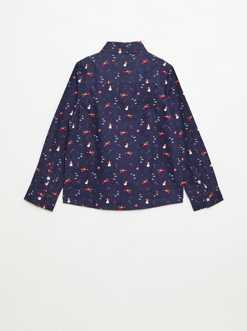 Regular-fit katoenen overhemd met kerstprint - Kiabi