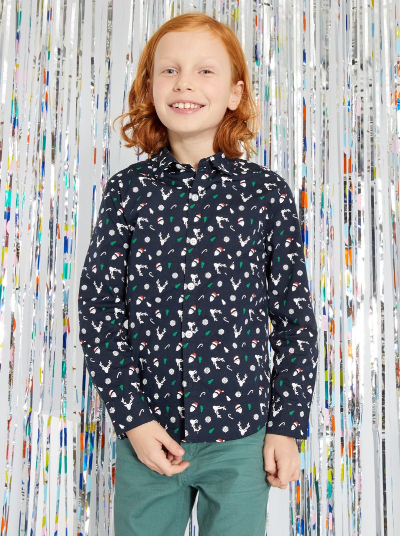 Regular-fit kersthemd BLAUW - Kiabi