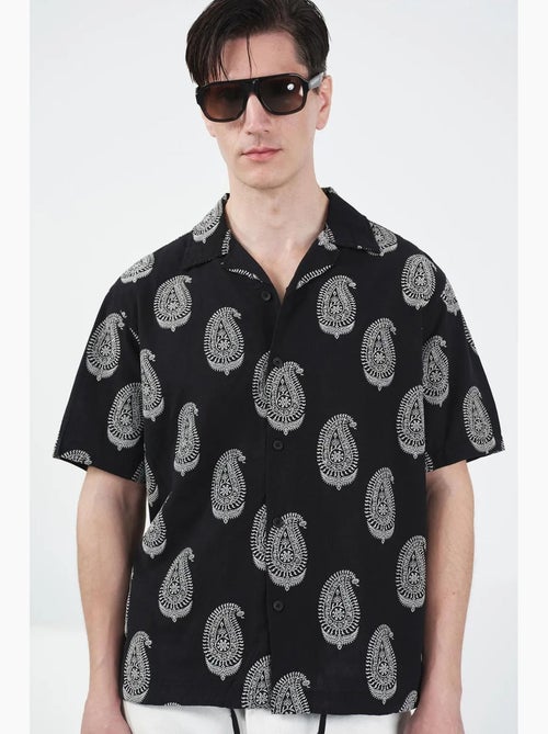Regular fit overhemd met paisleyprint en knoopsluiting giesto - Kiabi