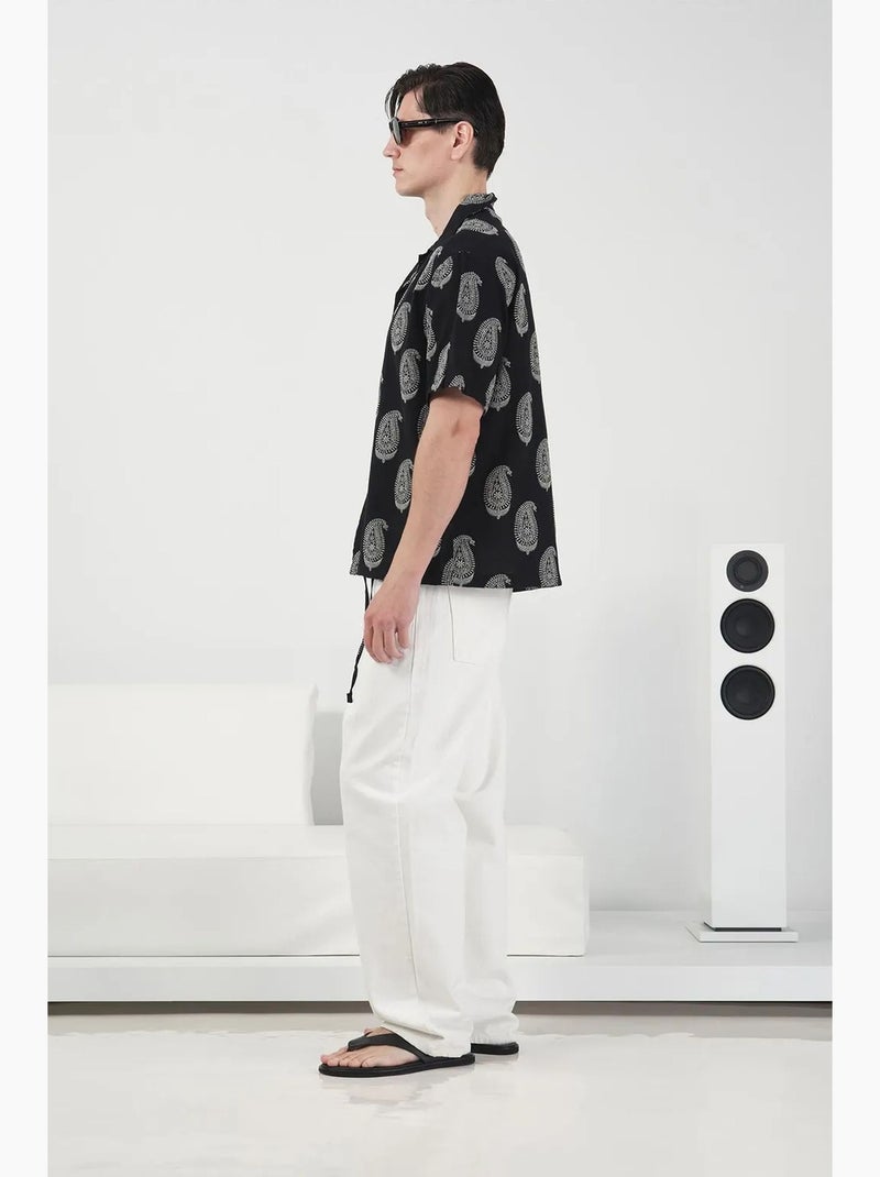 Regular fit overhemd met paisleyprint en knoopsluiting giesto Zwart - Kiabi