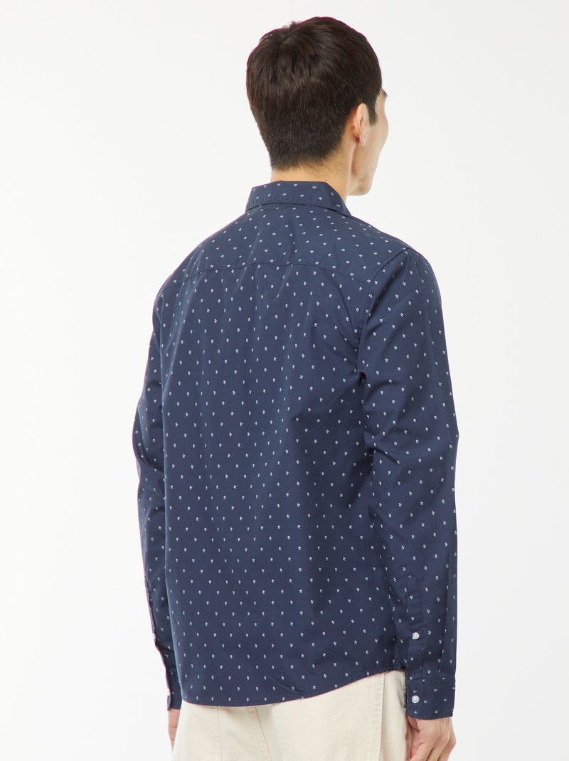 Regular-fit overhemd met stippenprint Blauw - Kiabi