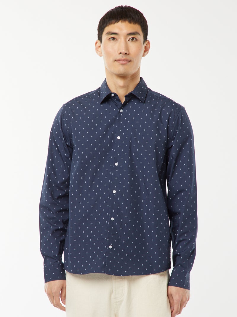 Regular-fit overhemd met stippenprint Blauw - Kiabi