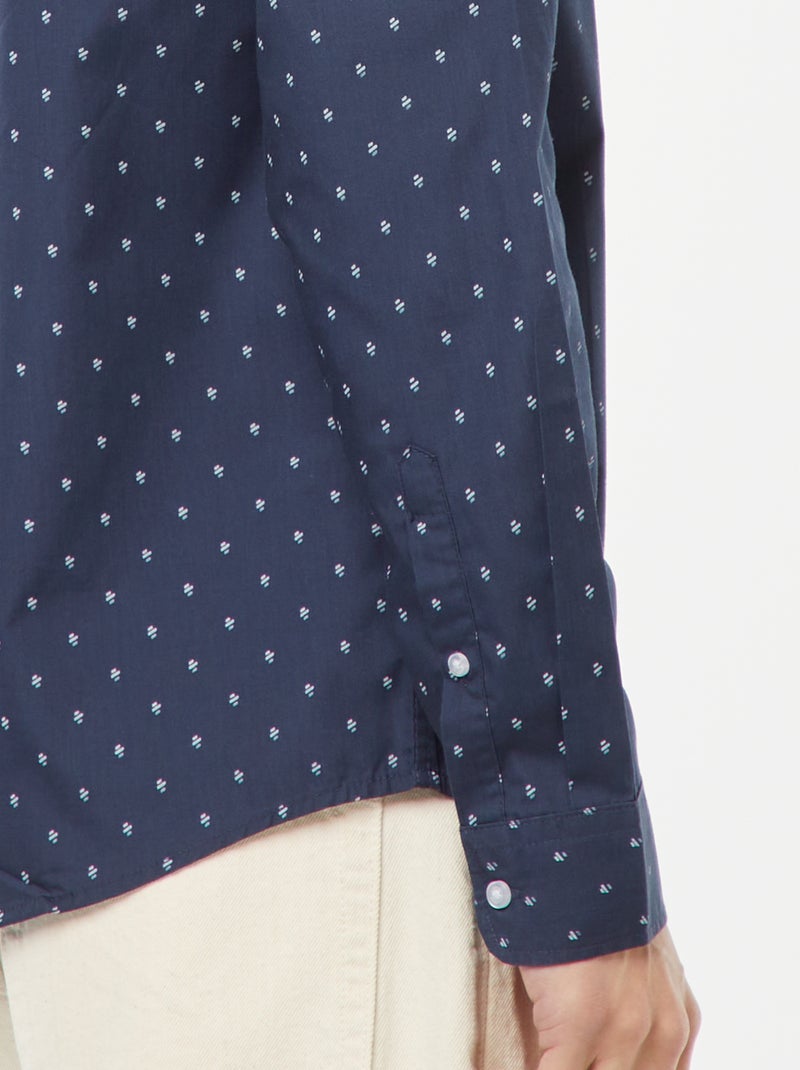 Regular-fit overhemd met stippenprint Blauw - Kiabi