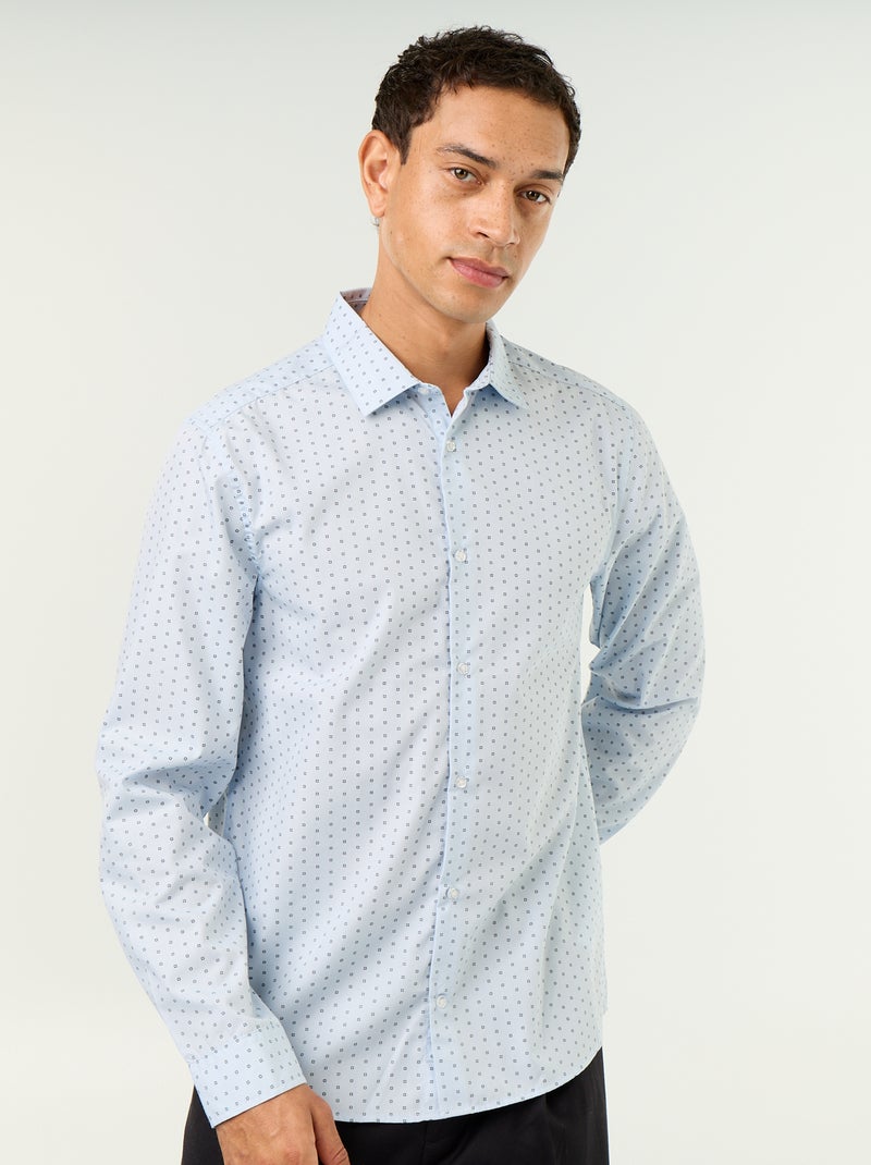 Regular-fit overhemd met stippenprint Blauw - Kiabi