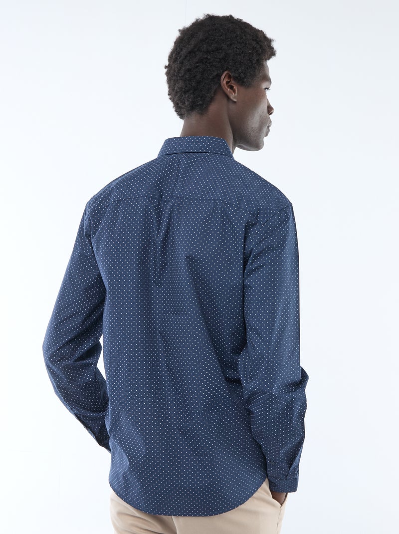 Regular-fit overhemd met stippenprint BLAUW - Kiabi