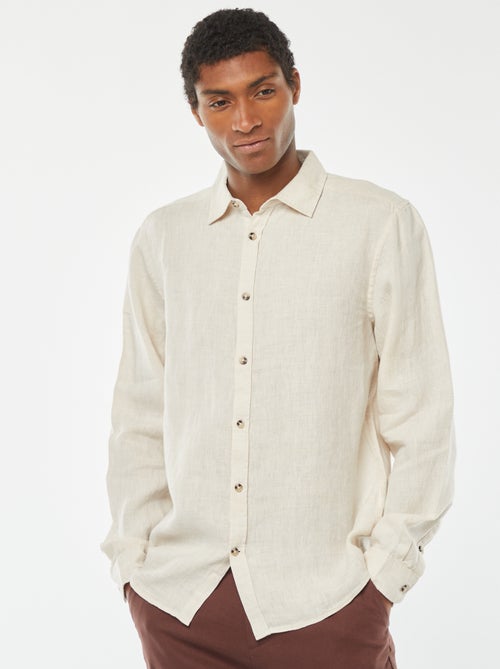Regular-fit overhemd van linnen - Kiabi