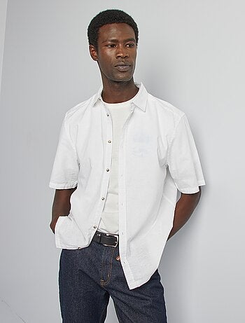Regular-fit overhemd van linnenmix