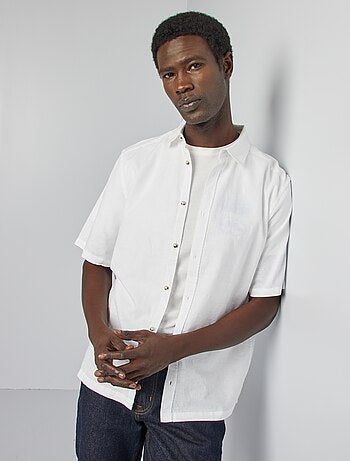 Regular-fit overhemd van linnenmix