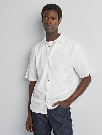 Regular-fit overhemd van linnenmix