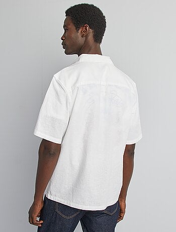 Regular-fit overhemd van linnenmix