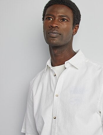 Regular-fit overhemd van linnenmix