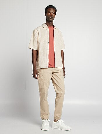 Regular-fit overhemd van linnenmix