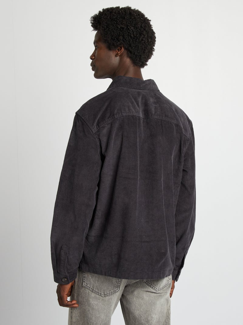 Regular-fit overhemd van velours ZWART - Kiabi