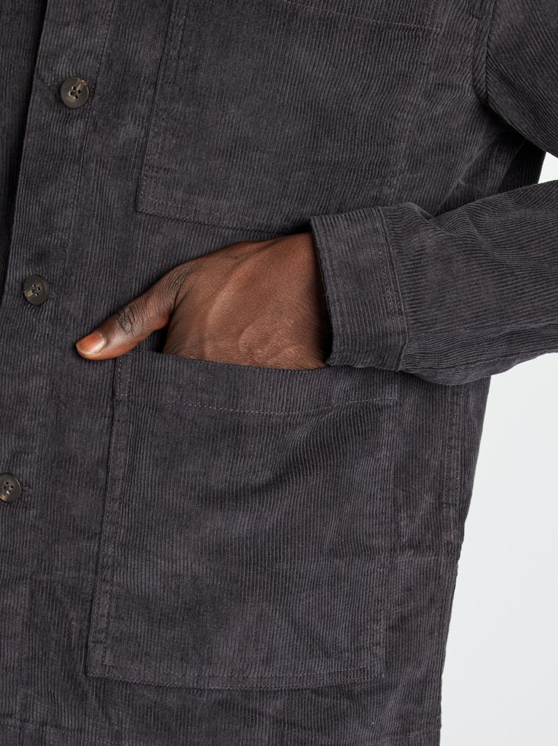 Regular-fit overhemd van velours ZWART - Kiabi