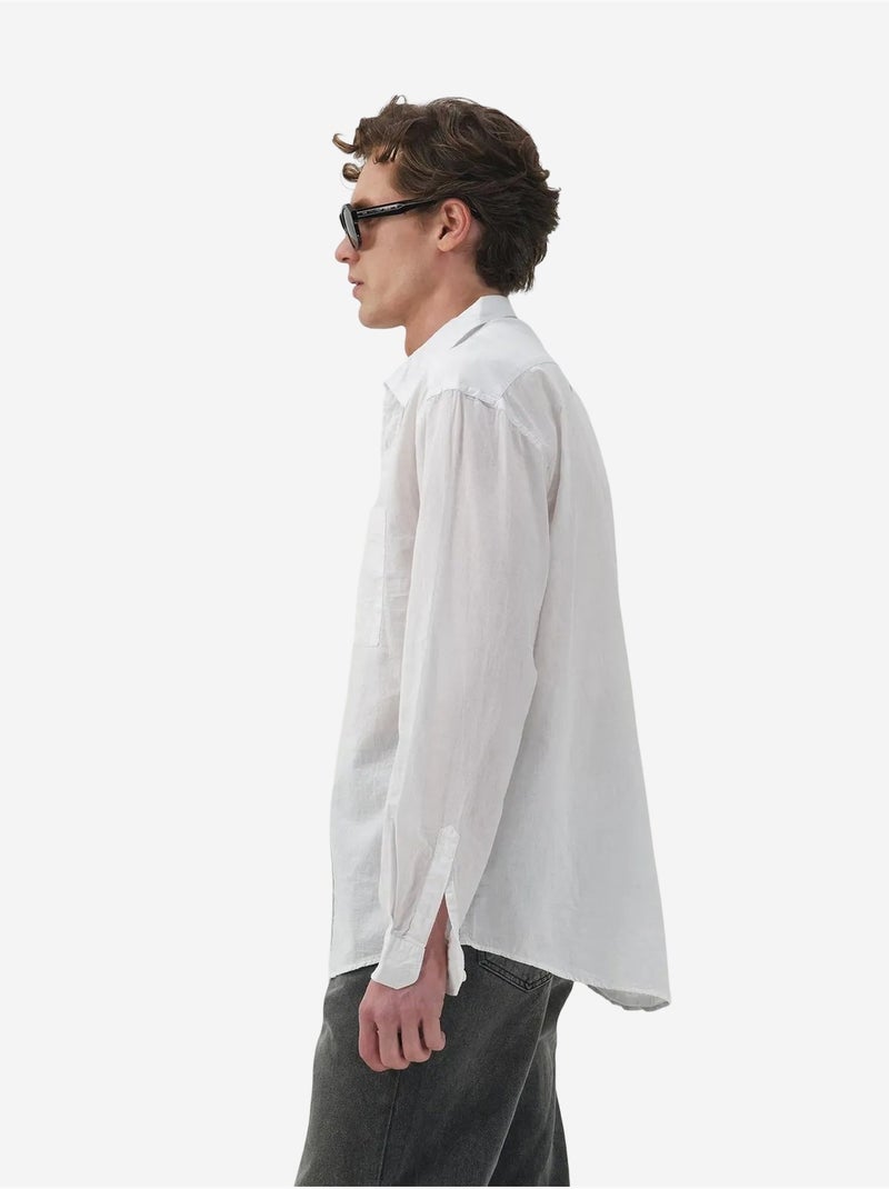 Regular fit poplin overhemd met knopen giesto Wit - Kiabi