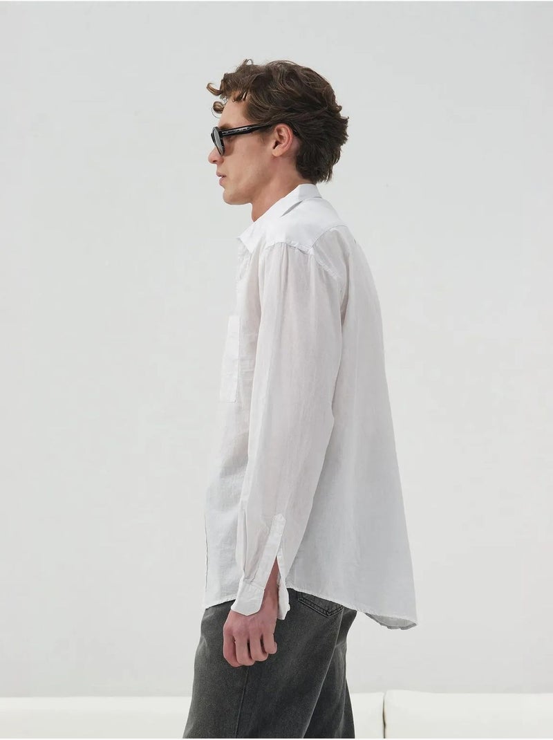 Regular fit poplin overhemd met knopen giesto Wit - Kiabi