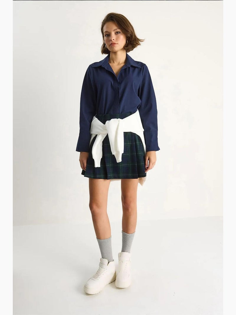 Regular-fit poplin overhemd met lange mouwen en knoopsluiting lucci Marineblauw - Kiabi