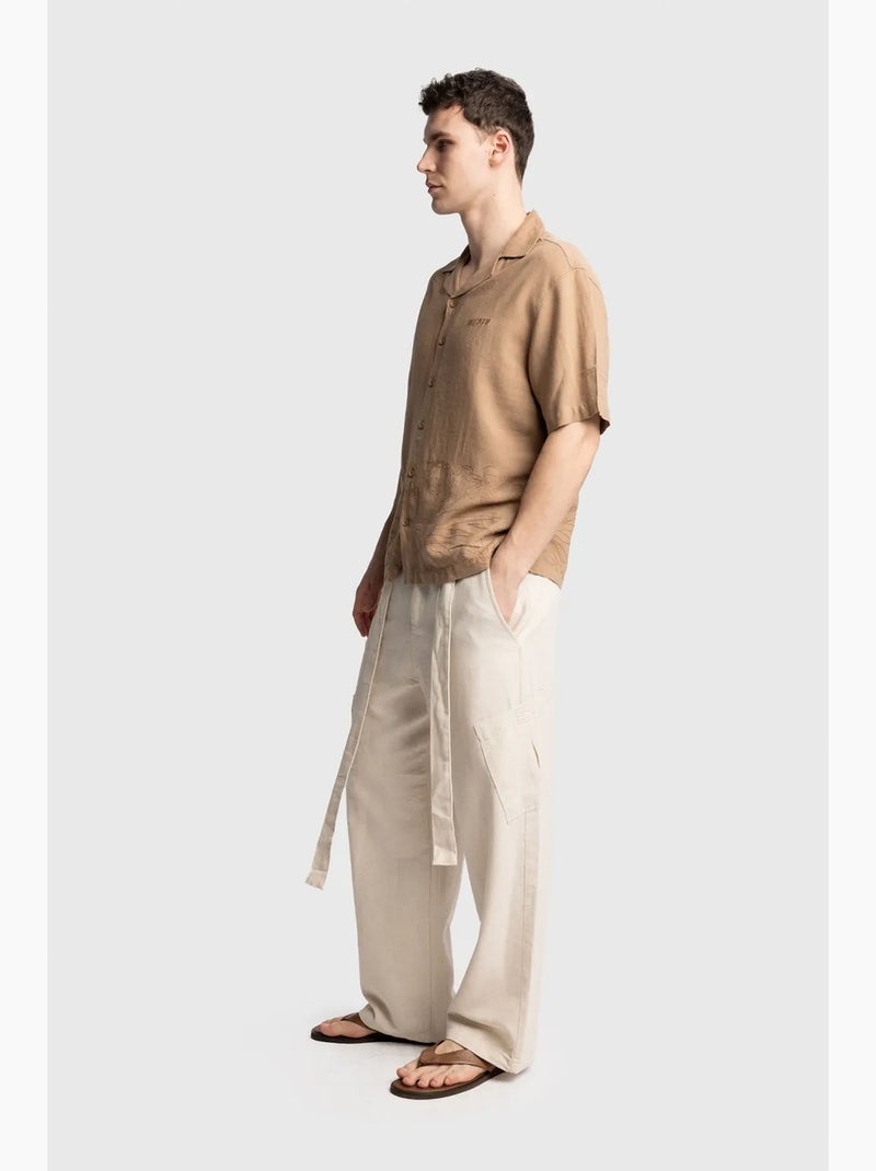 Regular fit shirt met korte mouwen giesto Greige - Kiabi