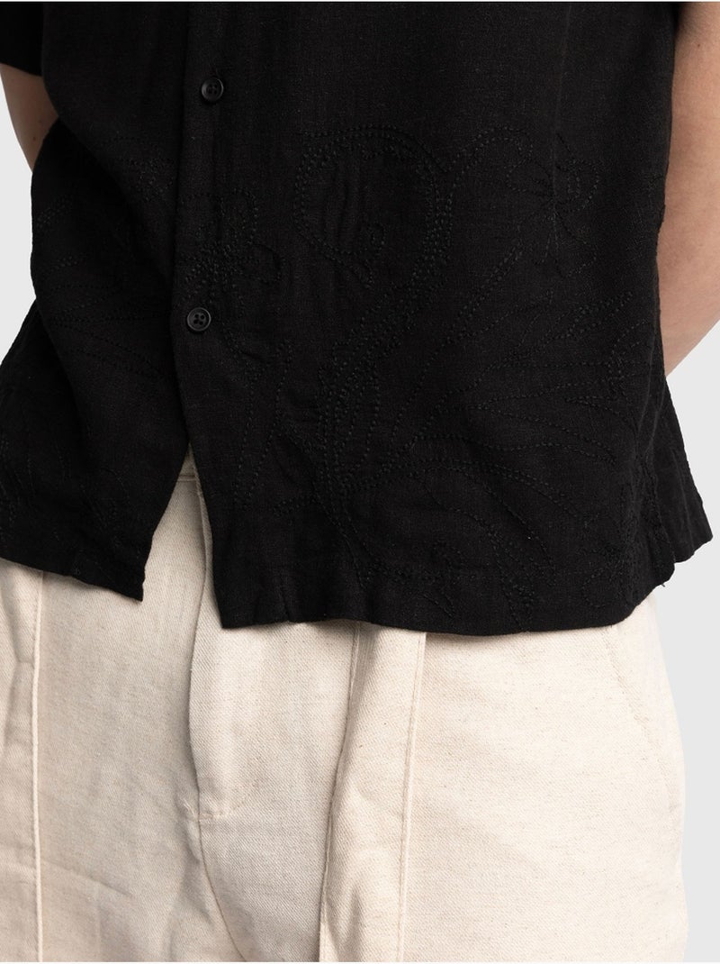 Regular fit shirt met korte mouwen giesto Zwart - Kiabi