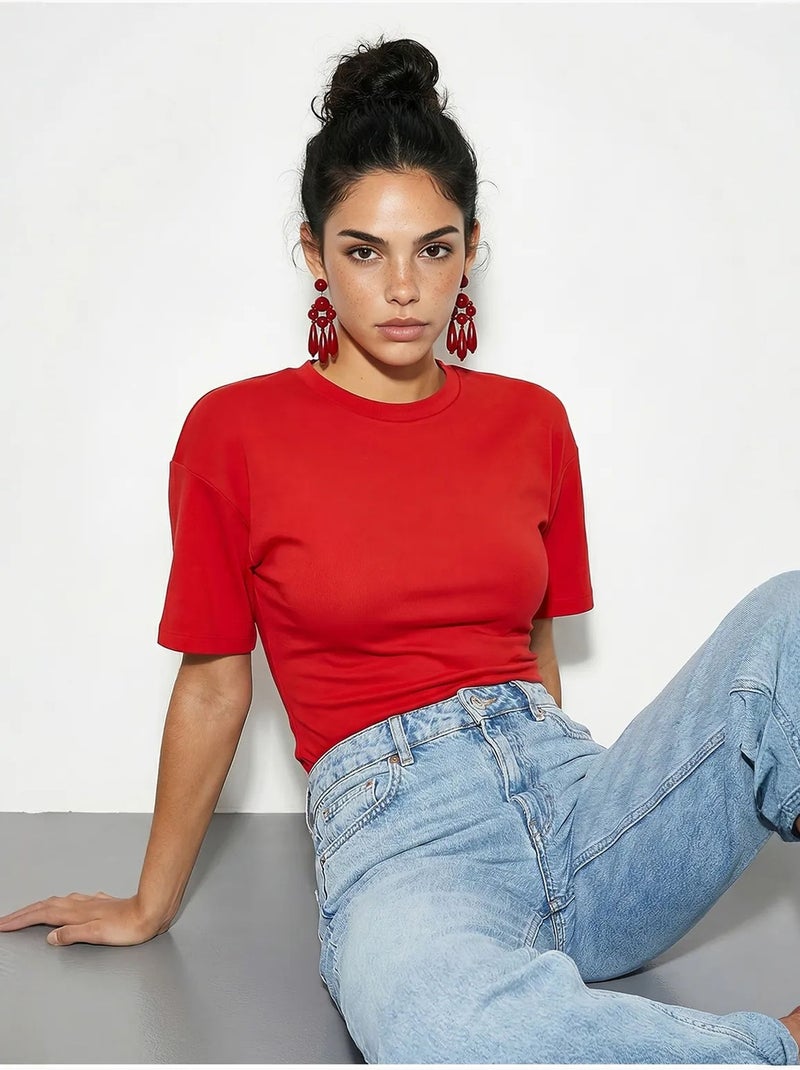 Regular fit t-shirt met ronde hals lucci Rood - Kiabi