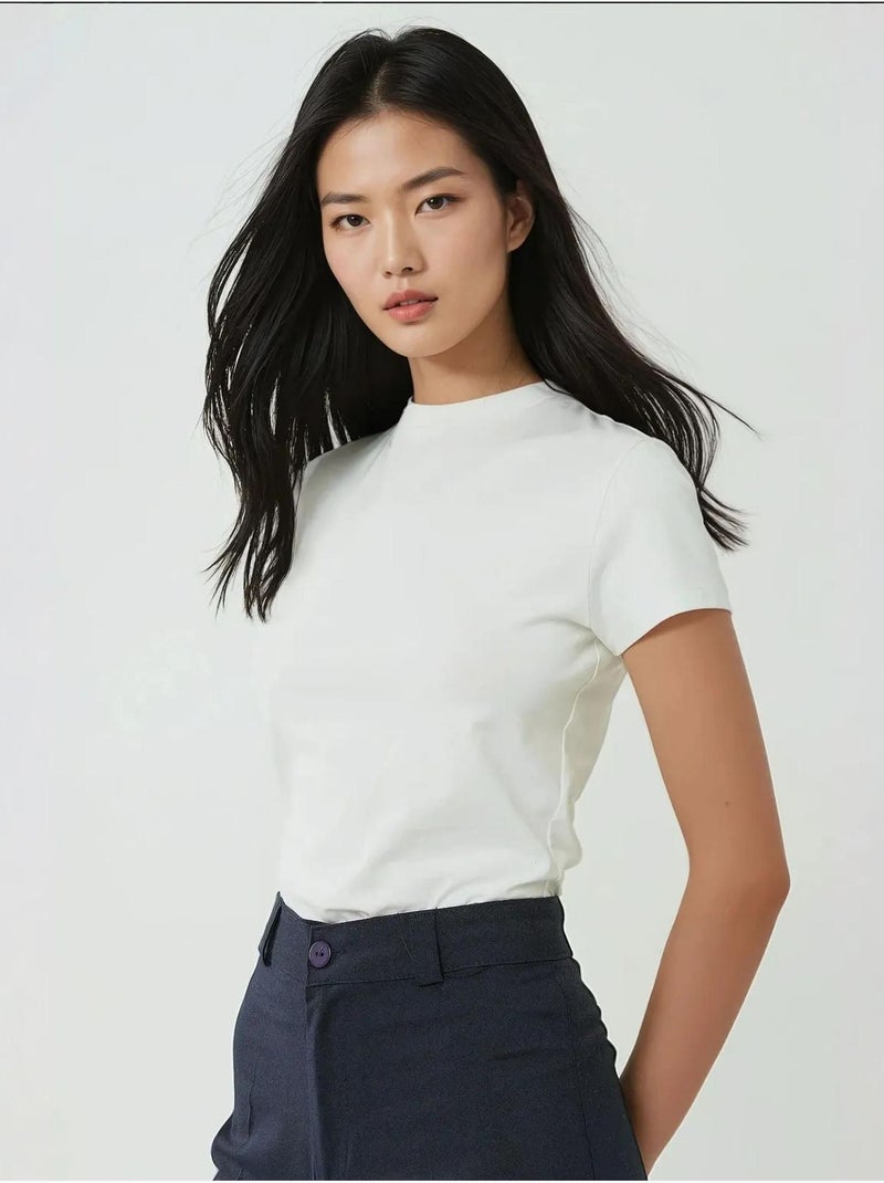 Regular fit t-shirt van katoen met ronde hals hiccup Lichtblauw - Kiabi