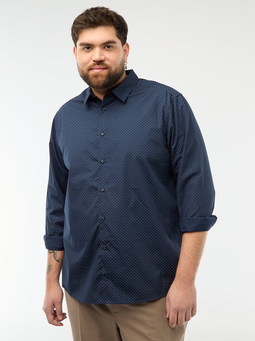 Regular-fit/recht overhemd met motiefje - Kiabi