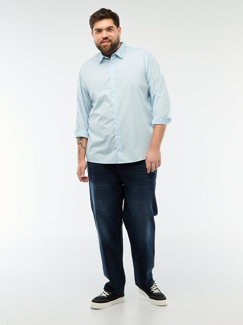 Regular-fit/recht overhemd met motiefje Blauw - Kiabi