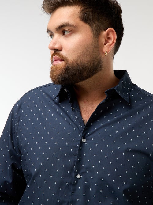 Regular-fit/recht overhemd met motiefje - Kiabi