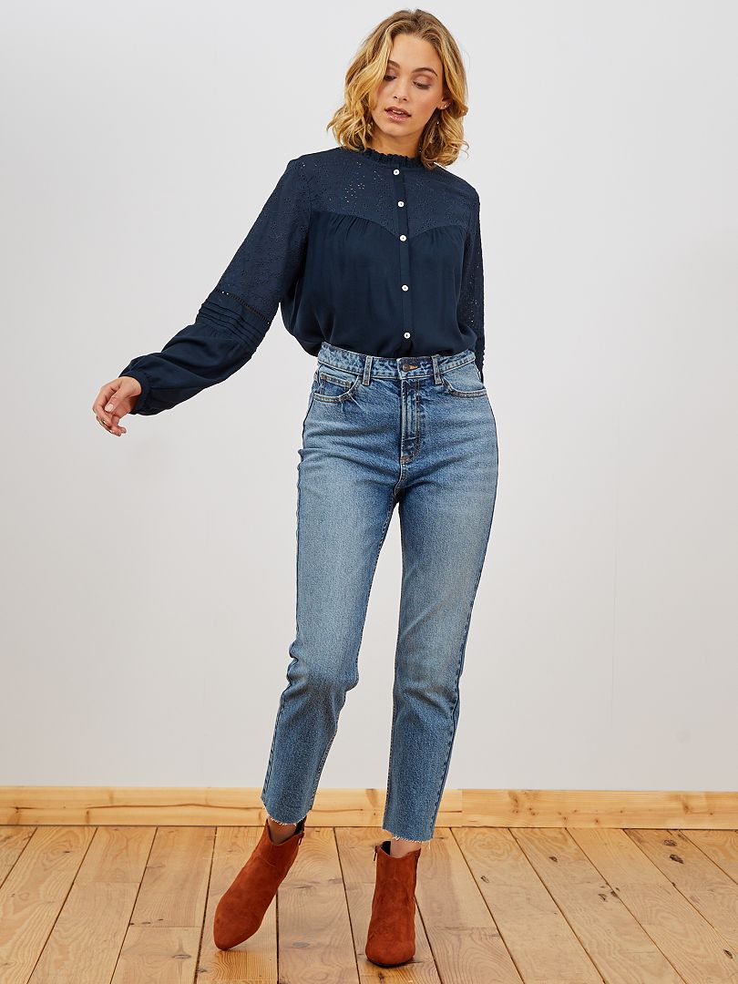 Regular jeans met een hoge taille BLAUW - Kiabi