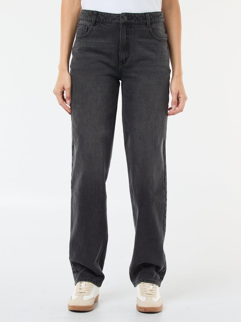 Regular, straight-fit jeans van katoen - L28 Zwart - Kiabi