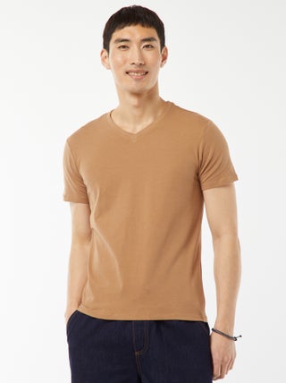 Regular T-shirt van stretchstof