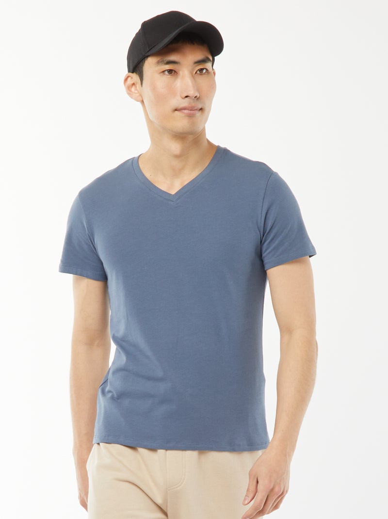 Regular T-shirt van stretchstof Blauw - Kiabi