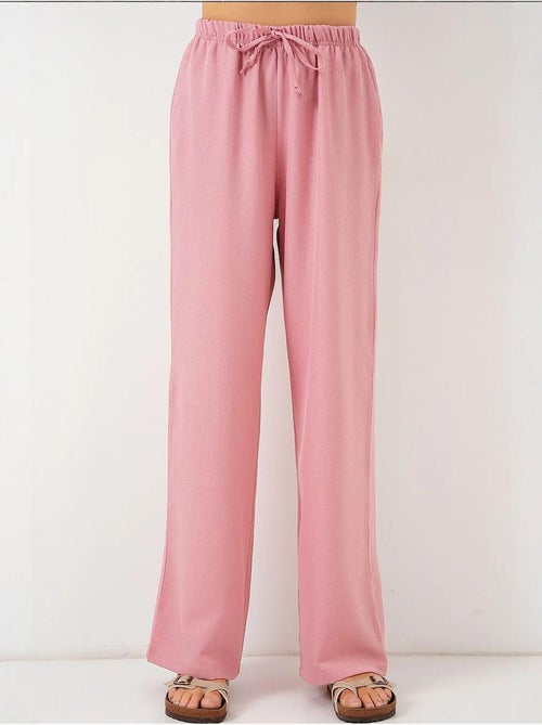 Relaxed broek met wijde pijpen en trekkoord bdart - Kiabi Relaxed broek met wijde pijpen en trekkoord bdart - Kiabi