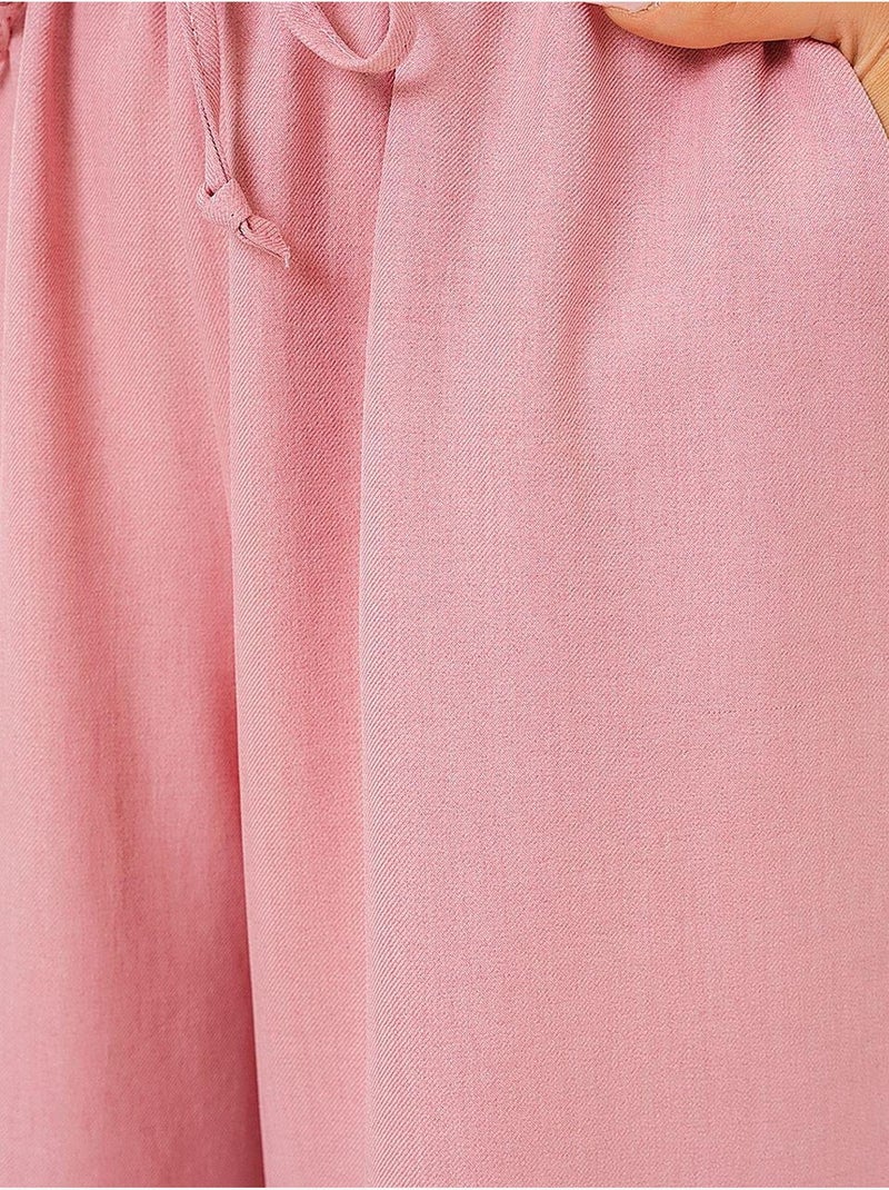 Relaxed broek met wijde pijpen en trekkoord bdart Bleekroze - Kiabi
