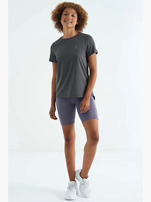 Relaxed dames-t-shirt met ronde hals en zijsplitten tommy - Kiabi