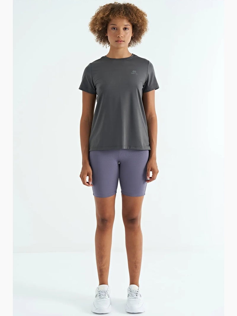 Relaxed dames-t-shirt met ronde hals en zijsplitten tommy Grijs Zwart - Kiabi