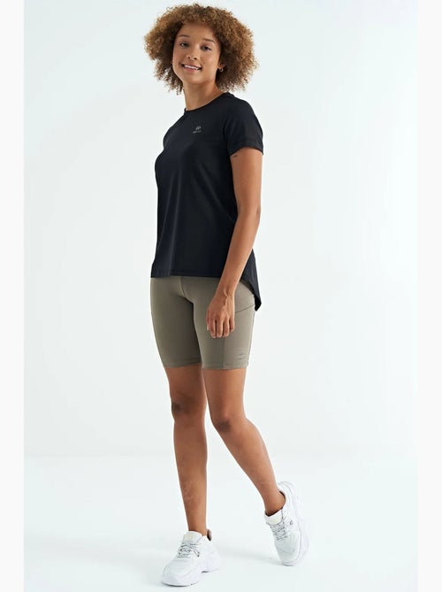 Relaxed dames-t-shirt met ronde hals en zijsplitten tommy - Kiabi