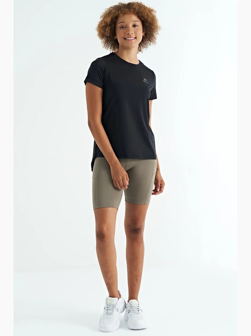 Relaxed dames-t-shirt met ronde hals en zijsplitten tommy Zwart - Kiabi