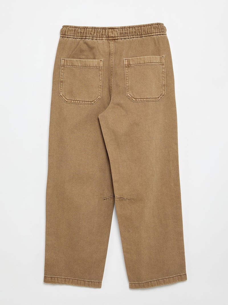 Relaxed fit-broek met elastische taille Bruin - Kiabi