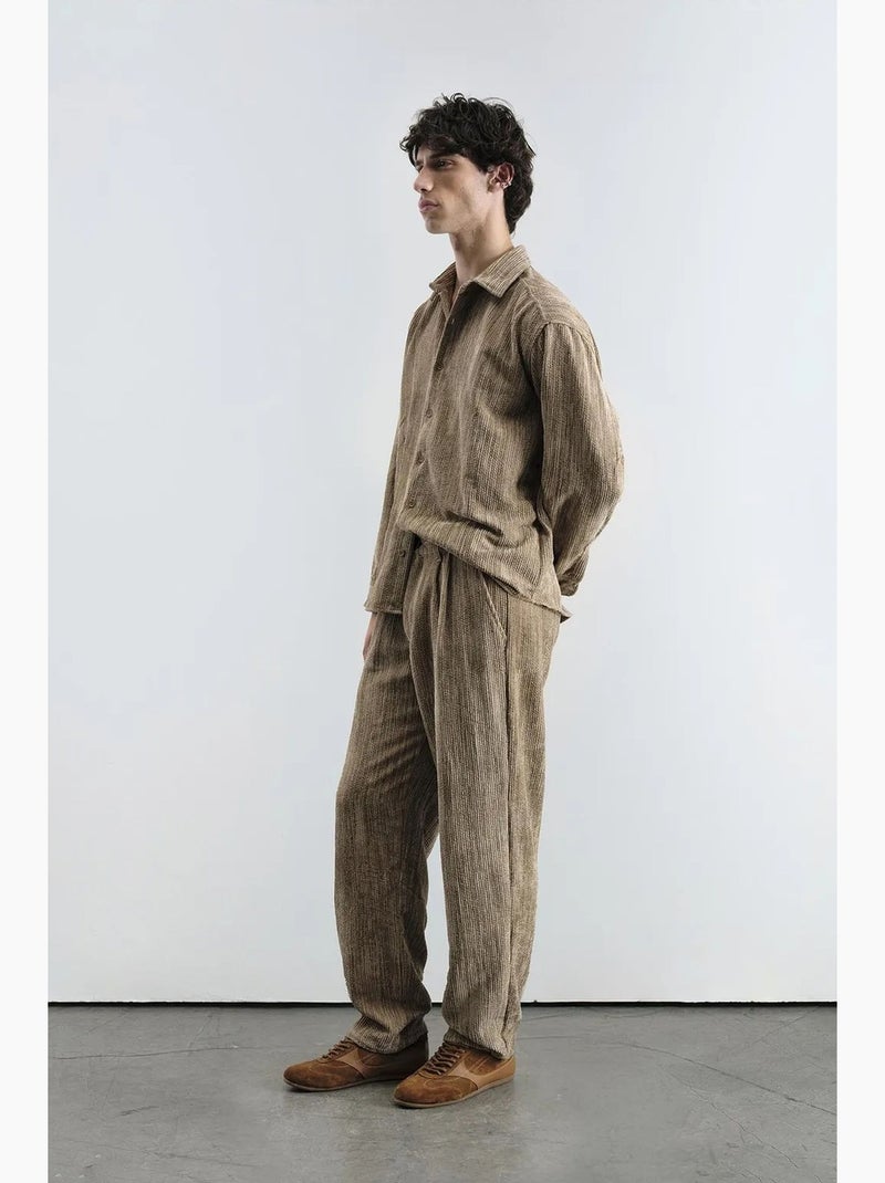 Relaxed fit fluwelen overhemd giesto Lichtbruin - Kiabi