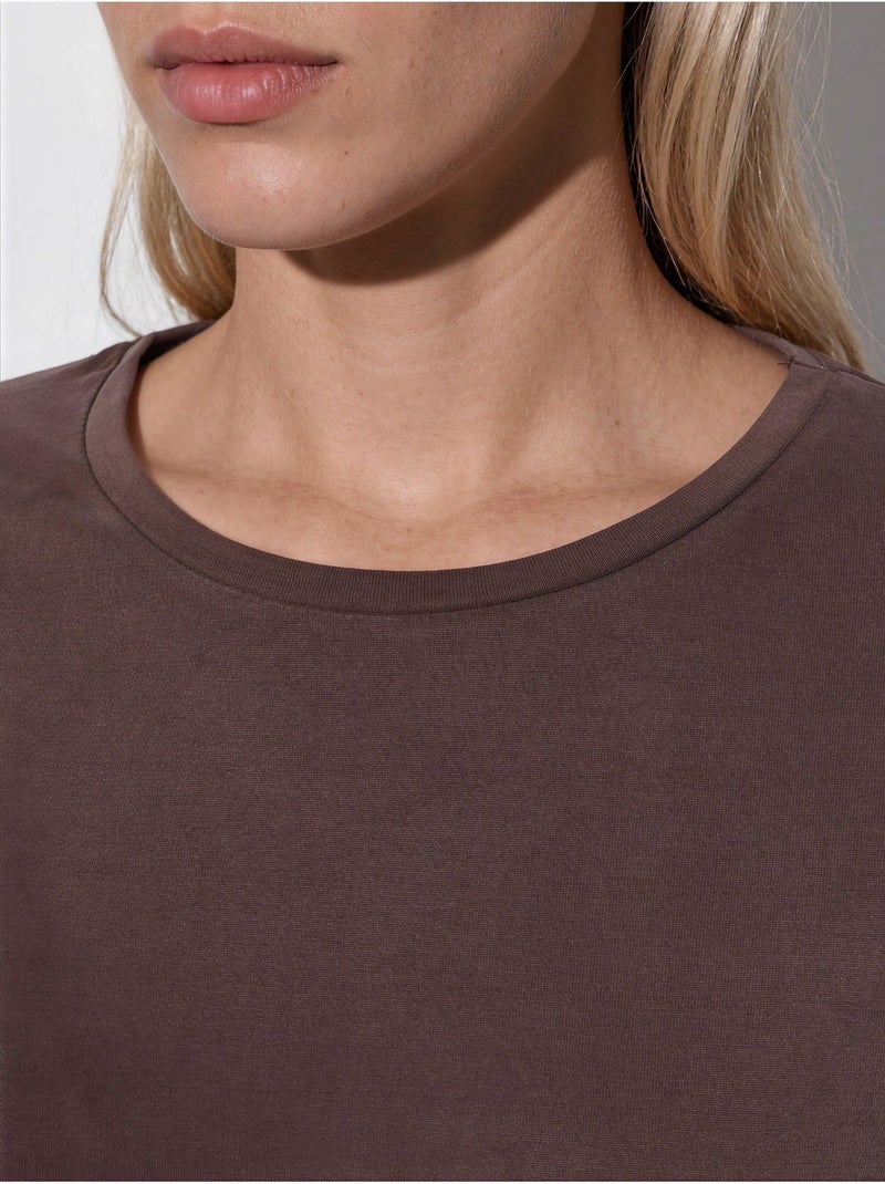 Relaxed fit gebreid t-shirt met ronde hals hiccup Lichtbruin - Kiabi