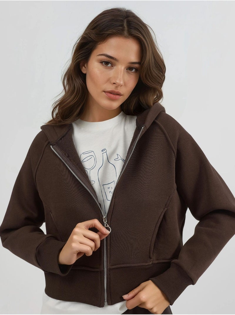 Relaxed fit hoodie met rits hiccup Donkerbruin - Kiabi